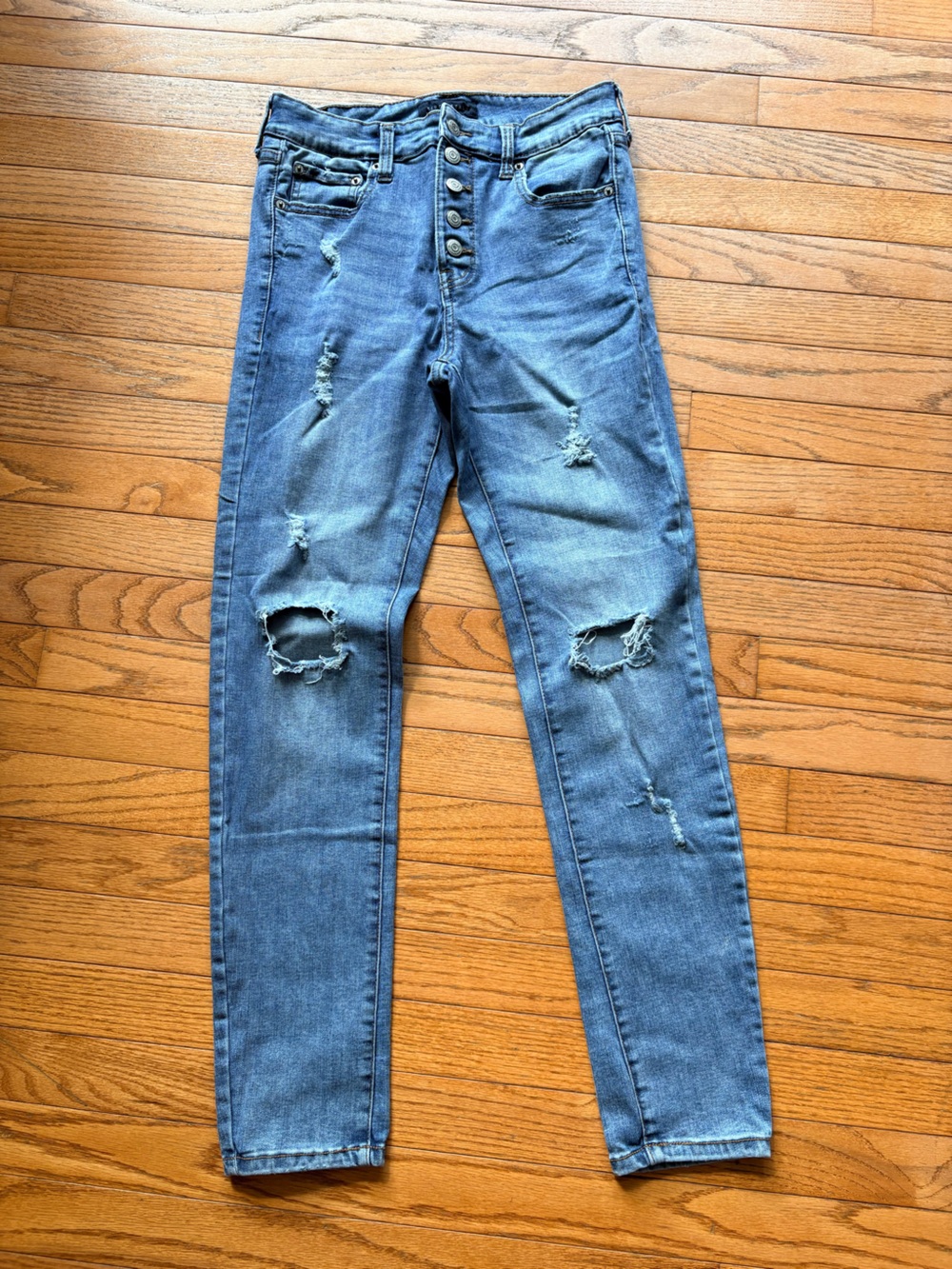 Aeropostale Women's Straight Leg Jeans in Blue Denim